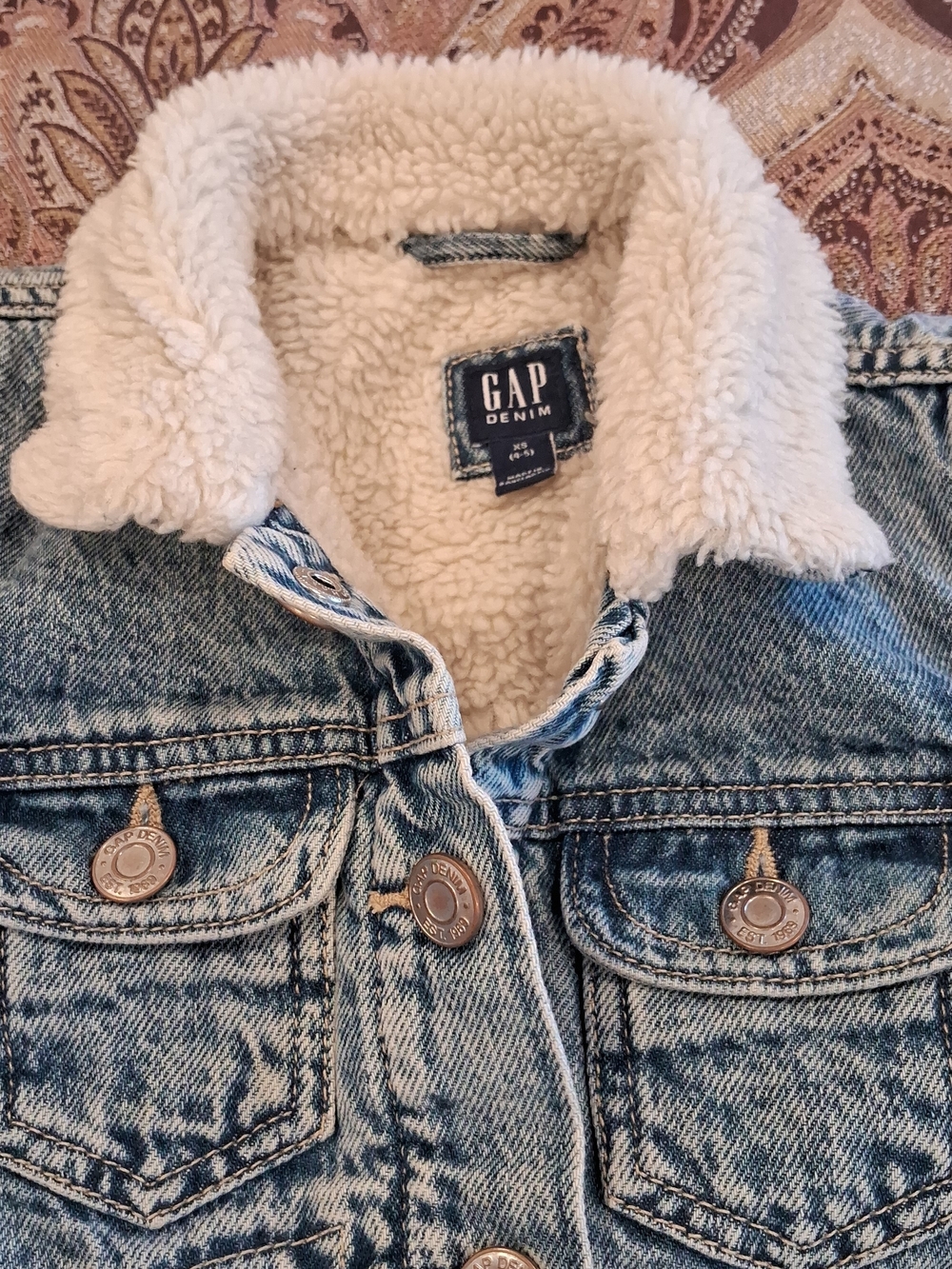 Gap Kids Girls Light Blue Denim Sherpa Jacket